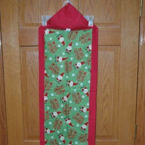 Homemade Handmade Christmas Holiday Santa Red Green Table Runner 42"x14" NEW